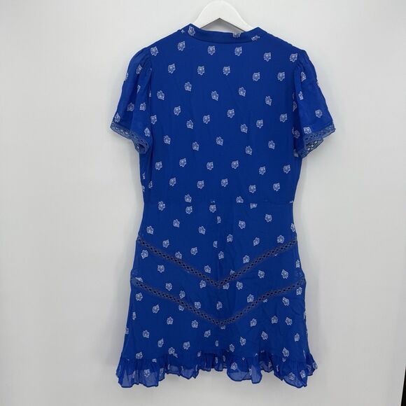 Shoshanna Blue Marlene Floral Button Front Mini Dress Size 8 Formal - Picture 9 of 11